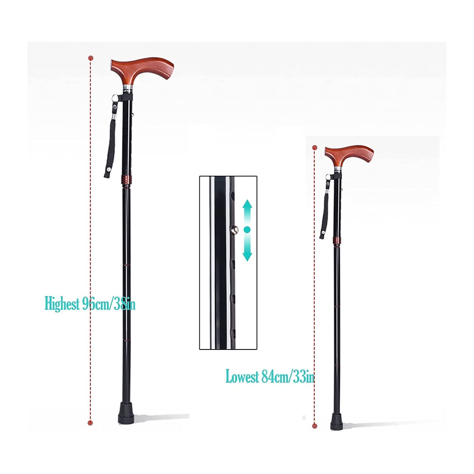 PAASHE Muletas Ligeras, Correa de muñeca Plegable de Aluminio, Bastones para Caminar, bastón Ajustable portátil, Bastones médicos de Viaje