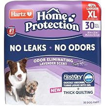 Hartz Home Protection Super Absorbent Odor Eliminating Lavender Scented No Leak Dog Pads,XL 30 count