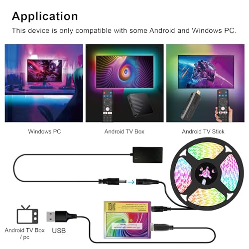 Image of Gaming LED Strip Lights 9.84ft with CH1 Connectors Screen Sync RGB Backlight for 32-43 Inch PC Monitor & TV Music Sync LED Light Bar Works with Windows & Android TV Box BPSK2