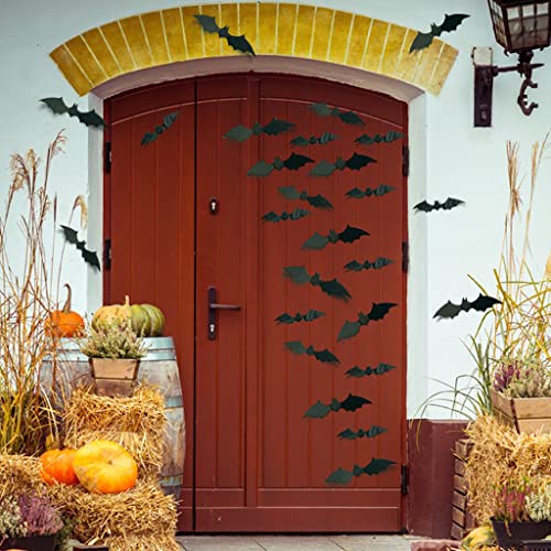 Cstuz Halloween 3D Bats And Spiders Ations For Indoor Outdoor, 56 Black Sticker, 12 Sticker Gifts Kids, Wall Windows Room Décor #TOP3