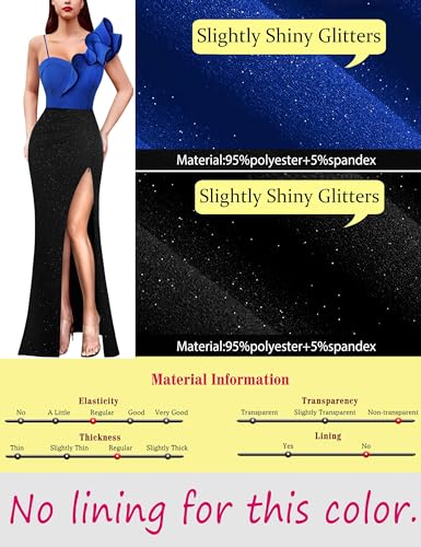 Image of VFSHOW Womens Ruffle One Shoulder Strap Ruched Formal Prom Wedding Maxi Dress V Neck Elegant Split Cocktail Evening Long Gown