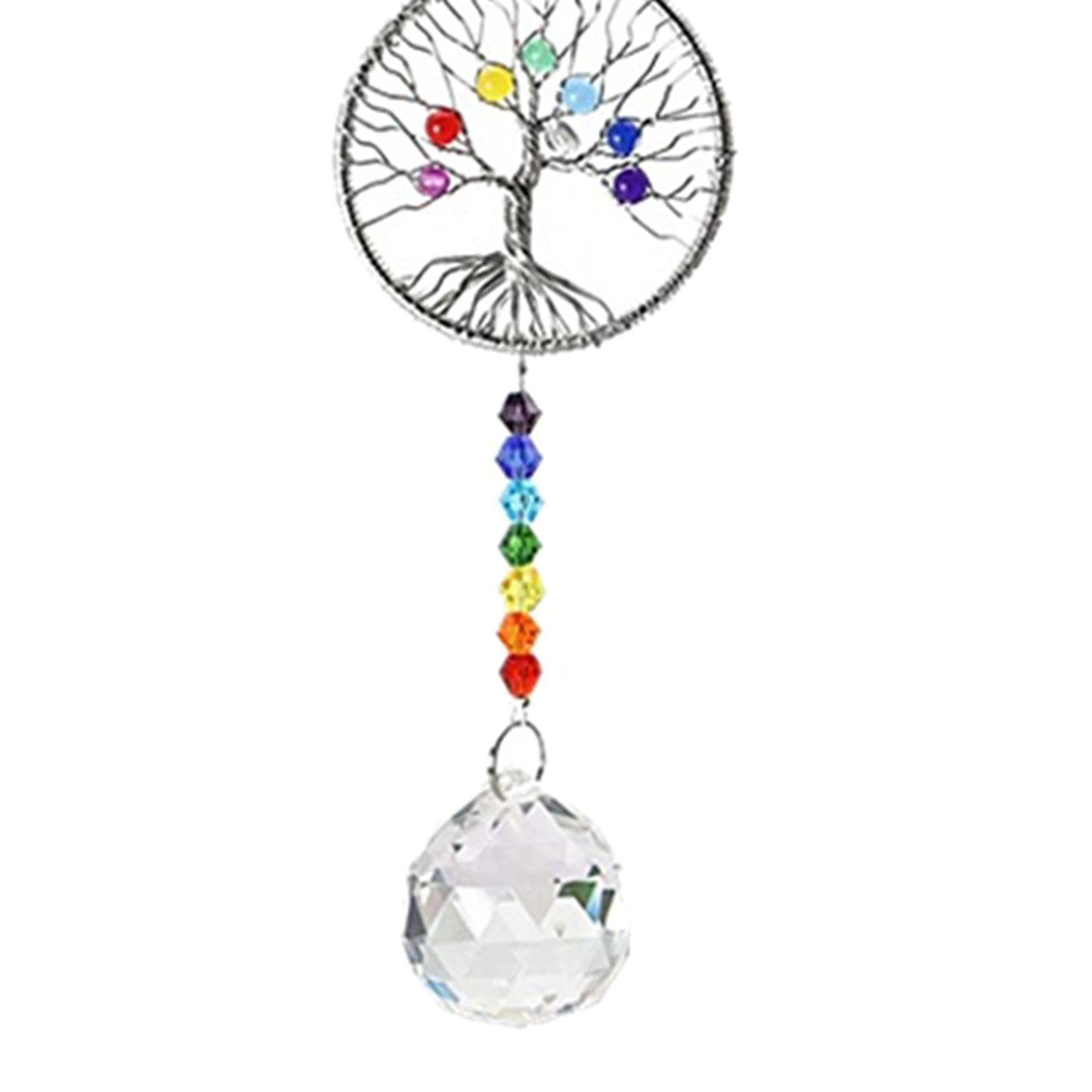 Ubervia® Handmade Suncatcher Crystal Ball Prisms Hanging Ornaments White Tree of Life | 1-image-33