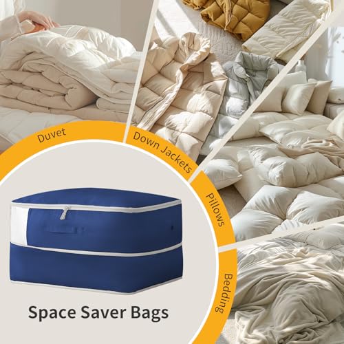 DIMJ Comforter Storage Bag 6 Pack - Blanket Storage Organizer Compression Bags, Large Capacity Ultra Space Saving Self Compression Organize for Bedding, Pillow, Duvet, Sheet Storage with Zipper Window by DIMJ - Image 8