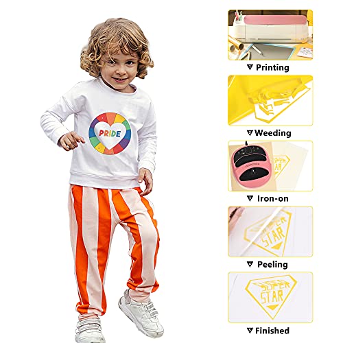 Image of RENLITONG Yellow Iron on Vinyl - 12Inch by 5ft Roll HTV Heat Transfer Vinyl for T-Shirt HTV Rolls for All Cutter Machine - Easy to Cut & Weed for Heat Transfer Design