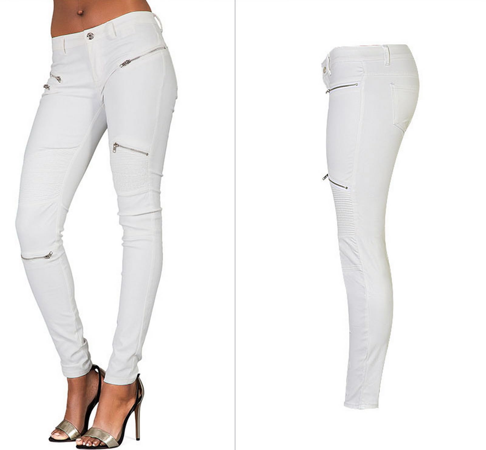 Pantaloni neri in denim rivestiti in pelle PU per le donne sexy stretti leggings da pilota elasticizzati