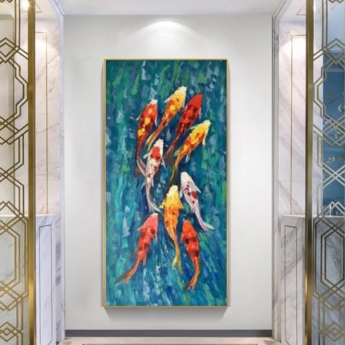 Peintures de décoration intérieure de carpe Koi, affiche moderne 60x120 - 2