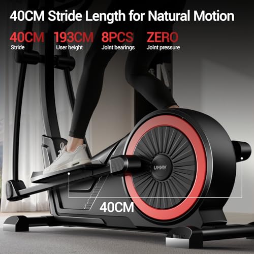 UMAY Crosstrainer für Zuhause, 16 Widerstandsstufen, Leiser Magnetischer Ellipsentrainer, 40cm Schrittlänge, Herzfrequenzgriffe,LCD-Display Cross Trainer, Tragfähigkeit 159kg