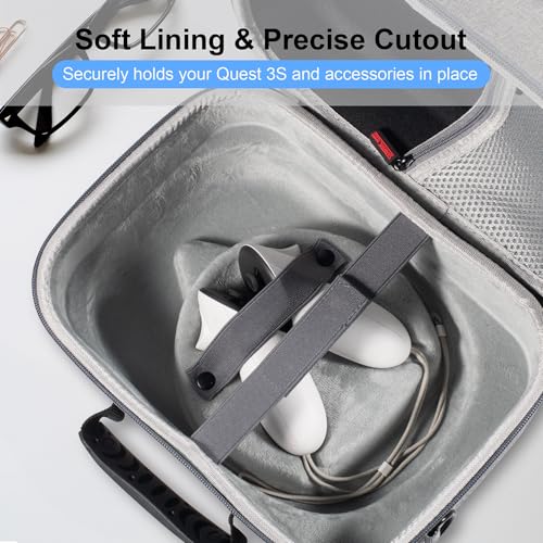 Funda de transporte grande para Meta Quest 3S, funda de viaje rígida mejorada compatible con BOBOVR S3 Pro/Kiwi Design, correa para la cabeza de batería y otros accesorios - imagen 6