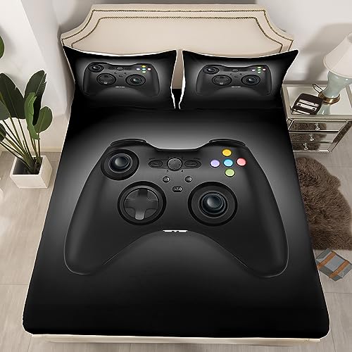 Loussiesd Gamepad Fitted Bed Sheets 100% Polyester Soft and Comfortable Sheets Machine Washable Breathable Fabric Single(90 x 190+30cm) Video Game Only Bedsheet No Pillowcases - Image 2