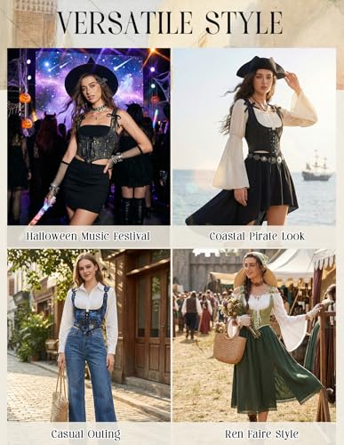 Image of Scarlet Darkness Corset Tops for Women Renaissance Underbust Corset Boned Lace Up Corsets