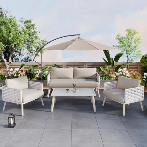 YESGIGA Gartenlounge-Set, Gartenmöbel-Set mit verzinktem...