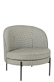 J-Line Fauteuil Pied-De-Poule - Acier - Blanc/Noir