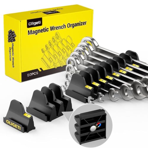 Oligeti 50pcs Magnetic Modular Wrench Organizer for Tool Box