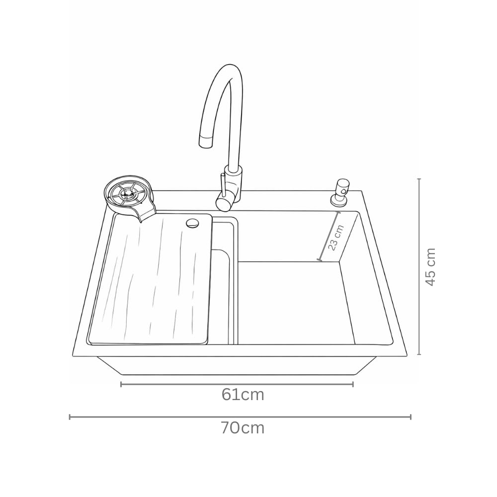 Edelstahlspüle Quantum 75x45cm revolutionär und stilvoll mit Nanotechnologie (Schwarz)