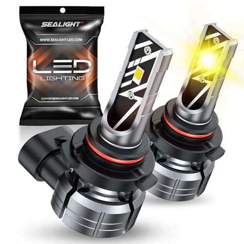 Image of SEALIGHT F1A H10 9145 LED Fog Light Bulbs Yellow, 10000LM H10 /9045 /9040 /9140 /9145 Fog Light Bulbs, 600% Super Brightness, 3000K Yellow Light, Non-polarity, Pack of 2