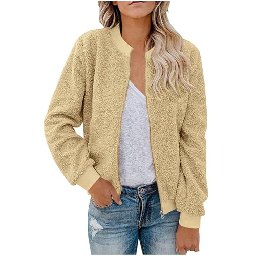 Manteau en polaire réversible veste chaude et décontractée couleur unie pour femme