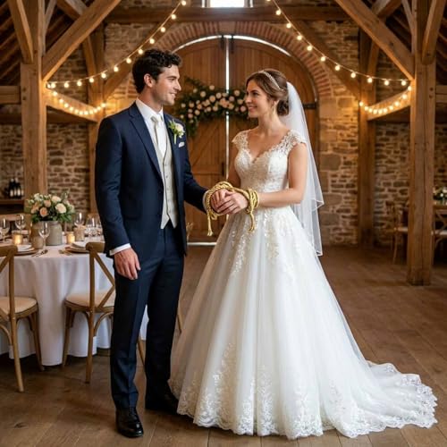 Cuerda católica de boda con diamantes de imitación de clavel y lazo de cristal elegante 3