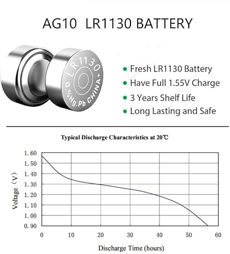 Miniatura 3 de Nightkonic Paquete de 30 pilas de botón AG10 LR1130 de 1.5 V