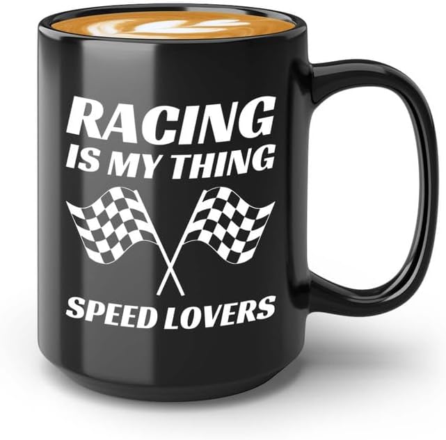 Taza de café Racer de 15 onzas, color negro, Racing Is My Thing, Fuel Speed Racer Car Guys Circuit Automotriz Racing Boy Regalos para él, papá,