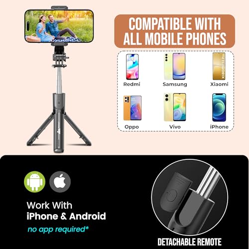 Image of WeCool Selfie Stick Tripod with Light, 67CM Reinforced Tripod for Mobile Phone, Multi-Functional Bluetooth Selfie Stick for Travel,Vlogging,Compatible with iPhone and All Smartphones
