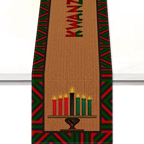 Vohado Kwanzaa Table Runner Kwanzaa Kinara Candles Pattern Non-Slip Table Cover African Heritage Holiday Celebration Party Decor Table Cloth for Office Home Family Dinner Kitchen Table Decor