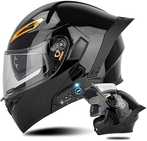 Miniatura 25 de Casco modular de motocicleta con Bluetooth con cola DOT/ECE aprobado cascos delanteros abatibles con doble visera antivaho casco de cara completa,