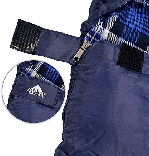 Mcota Cotton Flannel Sleeping Bag for Adults, 100% Cotton Lining Sleeping Bag for Camping, Hiking, Backpacking Travel, Lightweight & Portable,3-4 Season Warm Weather Use