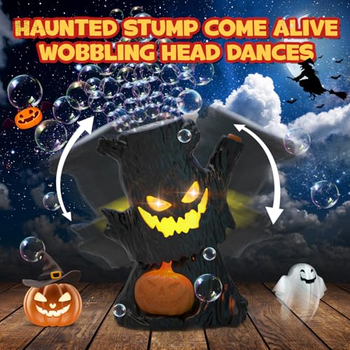image for Joyfuture Halloween Bubble Machine, Haunted Stump Bubble Blower, USB R