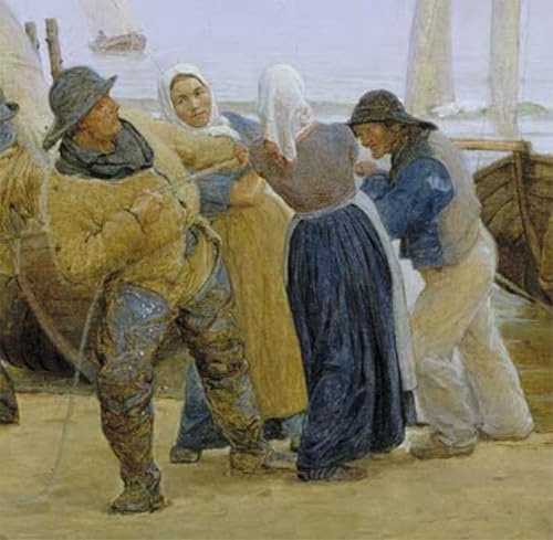 Tableau Pêcheurs de Hornbaek par Peder impression sur toile 60x90cm pour mur