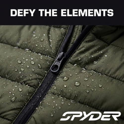 Image of Spyder Puffer Jacket Men - Packable Lightweight Quilted Hooded Winter Coat