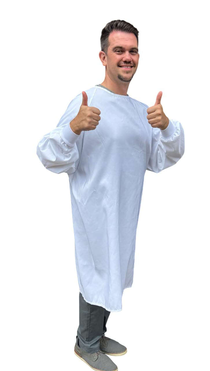 Reusable Isolation Gowns - Staff Protection for Hospital, Doctor's Office Isolation Gowns - Latex-Free Fluid Resistant with Knitted Cuffs (10, M)