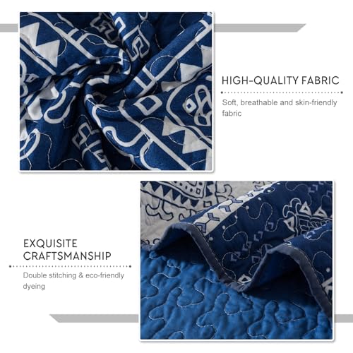 Travan 3-Piece Quilt Set Quilted Bedspread Garden Style Floral Printed Oversized Microfiber Lightweight Coverlet Set with Shams, Exquisite, King Size by Travan - Used condition - Image 4