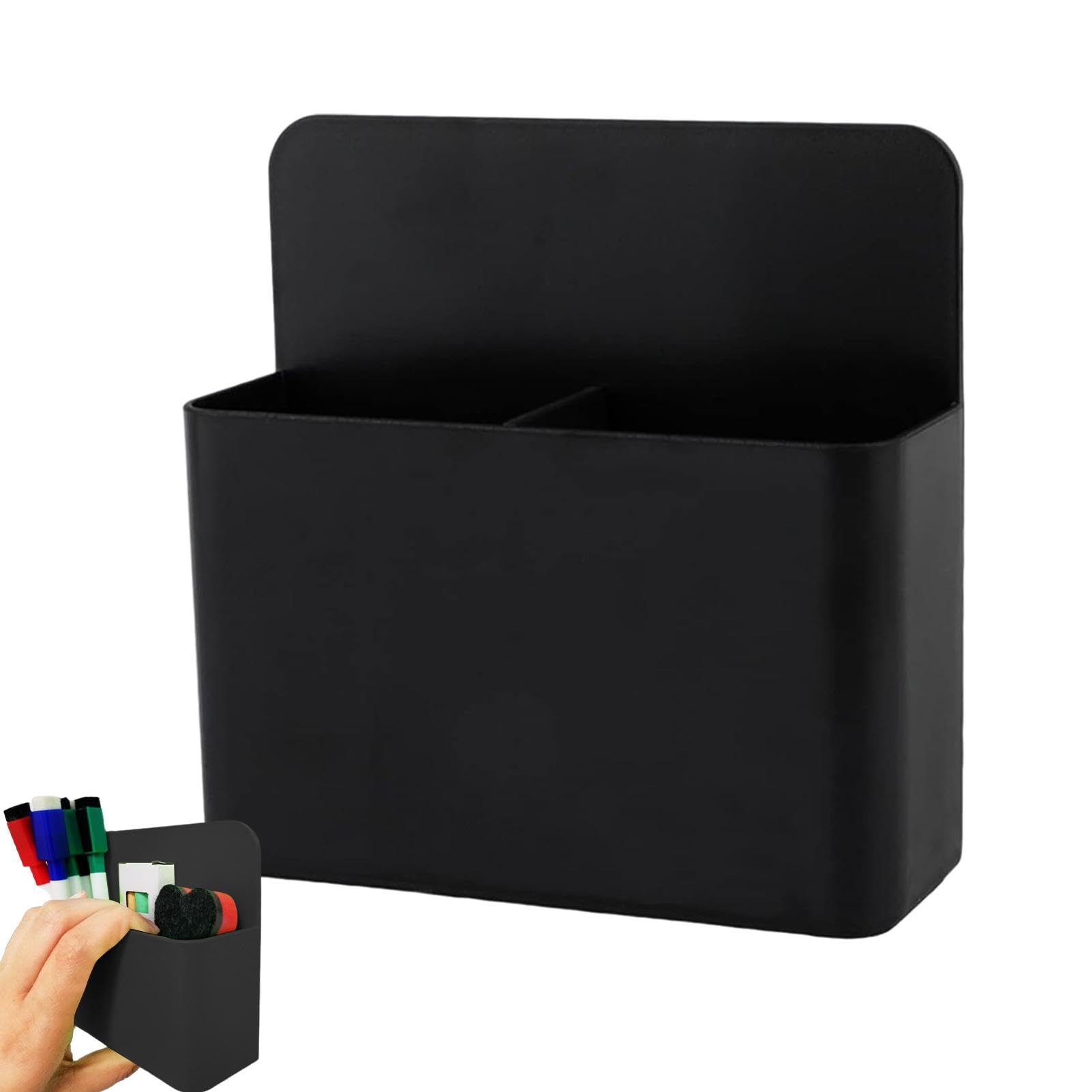 Magnetischer Marker-Halter Für Whiteboard/Kühlschrank – Verstellbare Fächer, Starke Haftung, 12,4 X 11,9 Cm (Schwarz)