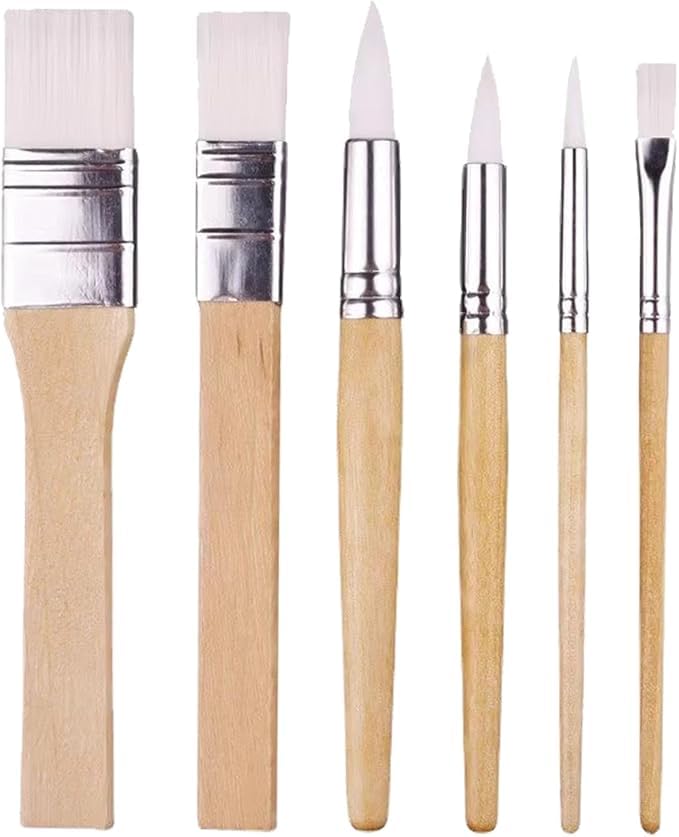 Premium Artist Paint Brush Set - 6 Wooden Brushes for Oil Acrylic and Watercolor Painting