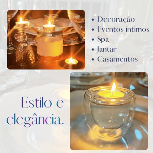 Kit de mini Velas Decorativas Flutuantes TeaLights Candles sem Cheiro, Rechaud Branca (50)