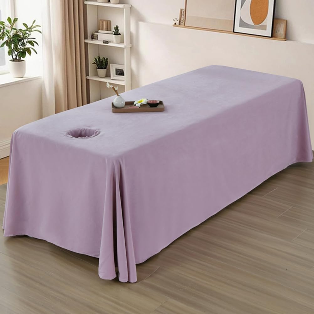 Ldlcycn Purple(H) ,80 * 190Cm, Massage Bed Cover With/Without Hole Massage Spa Table Bed Sheet Full Wrap Massage Table Skirt Spa Bed Cover With Skirt Beauty Massage Spa Couch Cover Washable