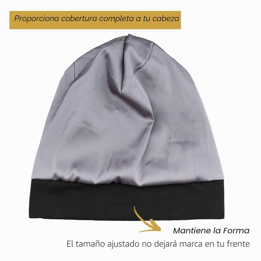 FocusCare ADJUST-1 Gorro de dormir ajustable con forro de satén para rastas, pelo rizado, talla L, Talla única Negro 1 uds. por paquete ]