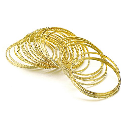 Ensoul Mixed Metal Textured Multiple Bangles&Bracelets Set 23pc/Set 2.68" Dia4