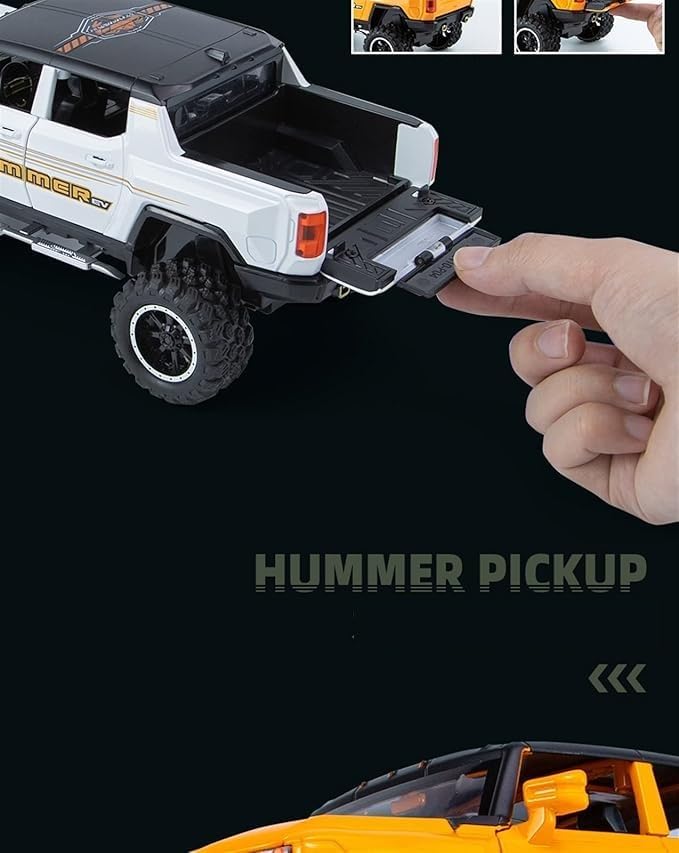 Image of 1 /24 Big Hummer Off Road Pickup Car Toy Metal Pull Back Diecast Car with Openable Door and Sound Light, Gifts Toys for Kids【 Colors as Per Stock 】