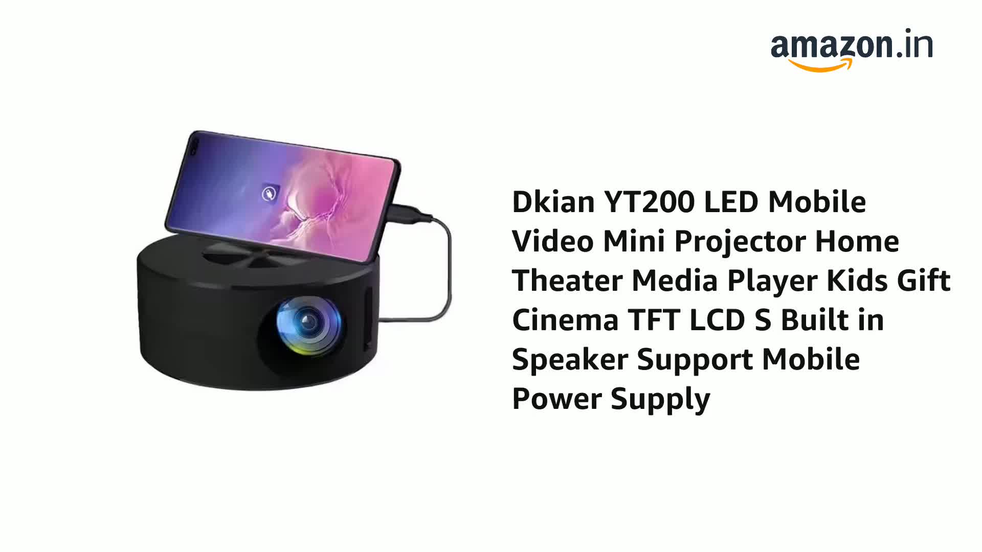 Mini Projecteur Portable YT200 - Cinéma Maison, Même Écran Téléphone, Idéal Enfants & Famille