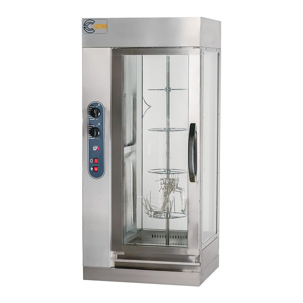 Cleiton Asador de Pollos a Gas Butano Vertical 12 Pollos 55x67 cm Acero Inoxidable 7500W 300°C Profesional