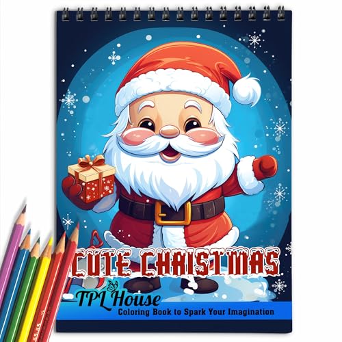 Livre de coloriage de Noël adulte TPLHOUSE à spirale, 30 pages