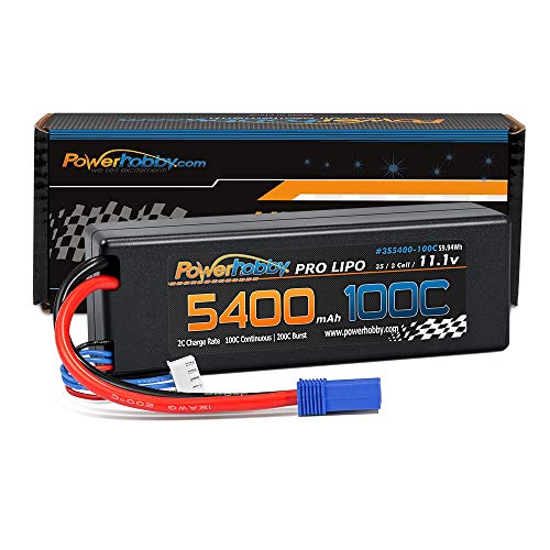 Powerhobby 3s 11.1v 5400mah 100c Lipo Battery w EC5 Plug Hardcase Fits : Arrma Kraton Nero Tyhpon...