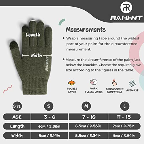 Image of Rahhint Kids Winter Gloves for Boys Girls Children Toddler Thermal Wool Knit Gloves with Insulated Fleece Lining Keep Hand Warm Gift