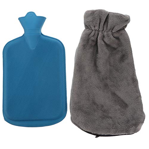 STOBOK Bolsa de Silicone para Água Quente Bolsa Portátil Reutilizável Com Capa de Pelúcia Azul