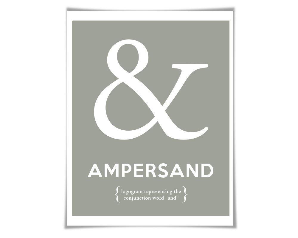 Ampersand Punctuation Print. 60 Colours. Grammar Poster