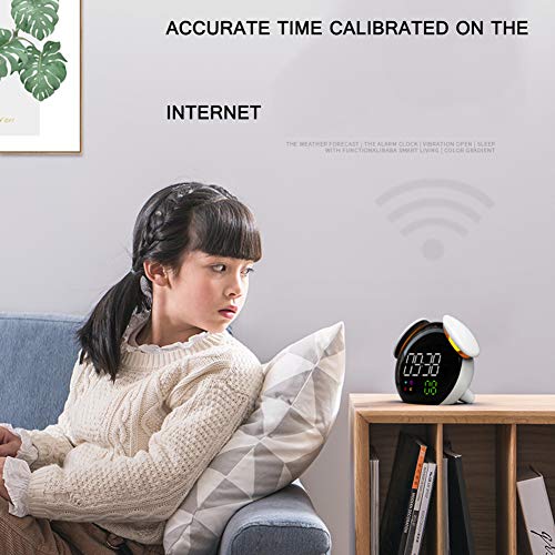 BSFYUK Luce Notturna.Digital Alarm Clock Bedside Clocks Function Date Temperature Display Travel Kitchen Bedroom Sveglia Bambini Doppi Allarmi Luce Notturna Lampada Comodino Tavolo,Nero - Image 5