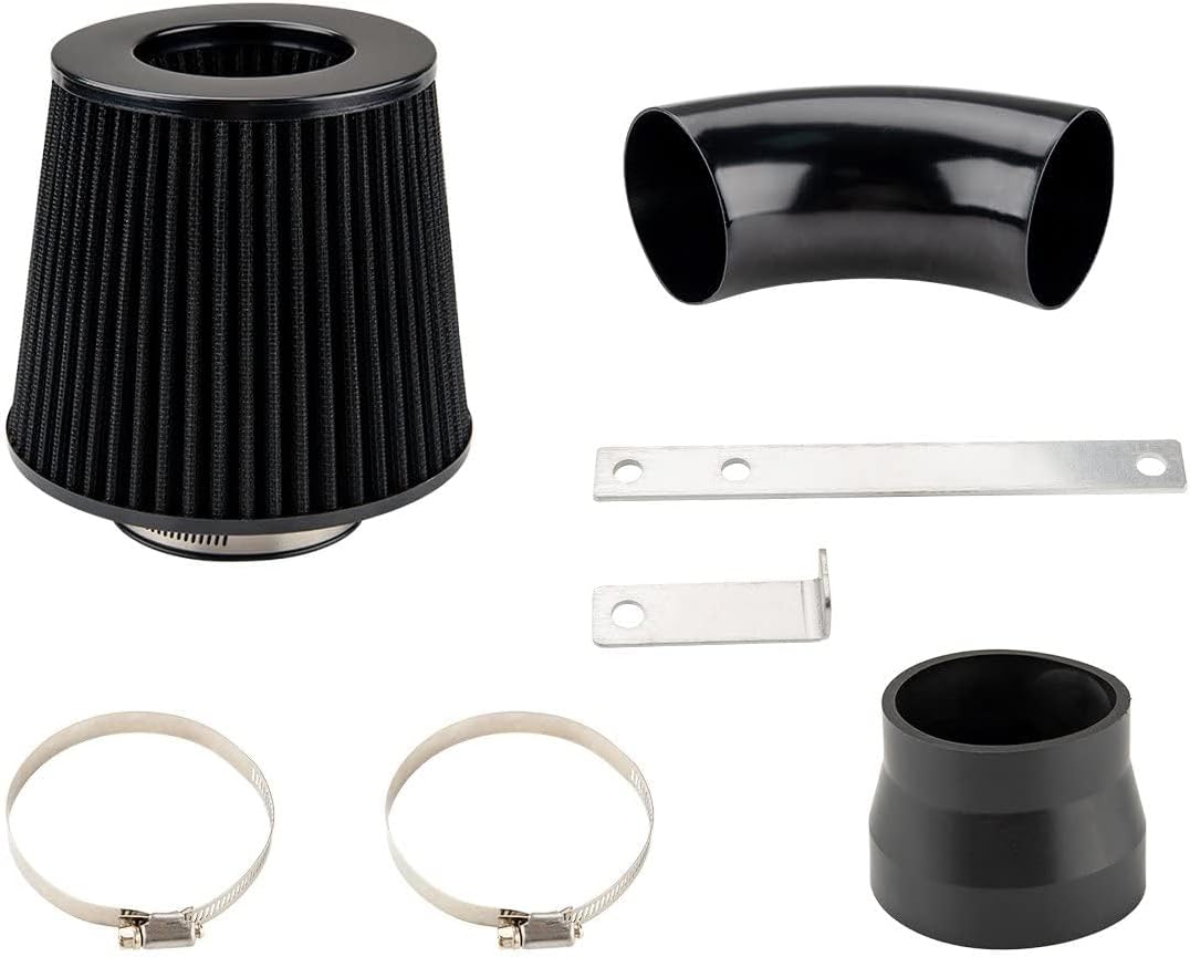 Cold Air Intake Kit Fit for BMW 2001-2005 325i, 330Ci, 325Ci, 325xi, 330i 225hp, 330xi, 1998-2000 323, 328i, 2000 323Ci, 328Ci Aluminum Tube w/Filter (Black)