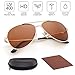 LotFancy Polarized Aviator Sunglasses for Men with Case, UV400 Protection, 61MM, Lightweight Eyewear for Driving Fishing Sports, Brown Lens, Gold Metal Frame