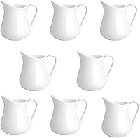 Vista 17 de Gurygo Jarra de Crema de 2 Oz (Juego/2) con Asa, Pequeña Jarra de Crema Clásica de Porcelana Fina Blanca, Pequeña Jarra de Leche para Café, Leche